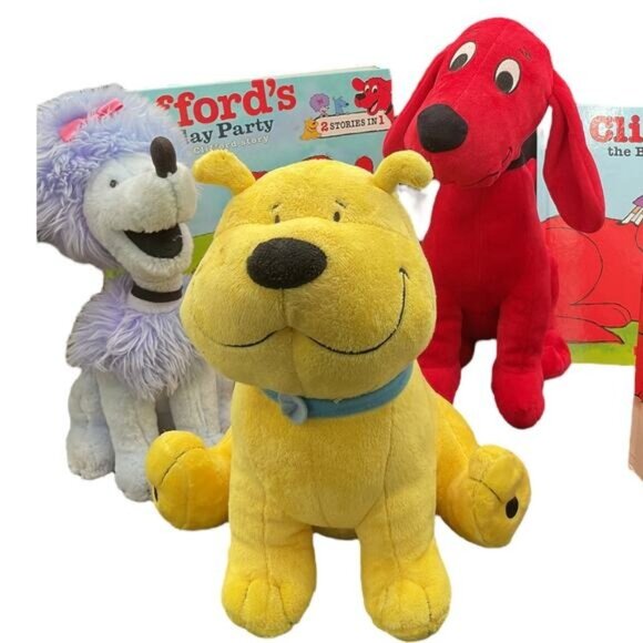 Kohls Cares Clifford Cleo and TBone Plush Stuffed Animal 3 Clifford Storybooks - Picture 1 of 10